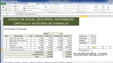 Curso de Excel Intermedio: 3.5 Evaluar Fórmulas