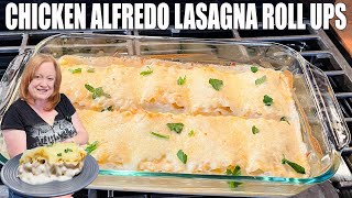 Creamy Chicken Alfredo Lasagna Roll Ups