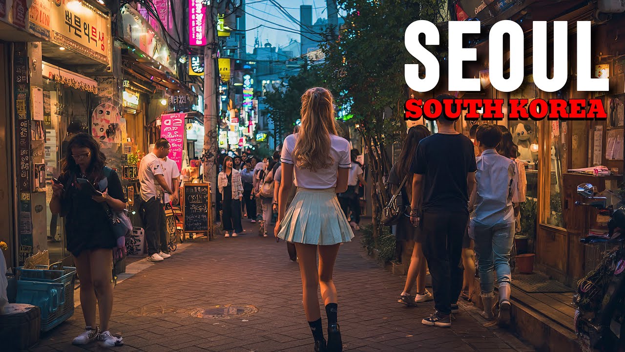 Вечерняя прогулка по Сеулу, Южная Корея 4К Пешеходная экскурсия 2025