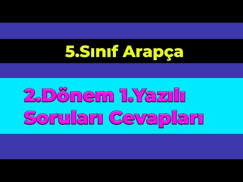 5.Sınıf Arapça 2.Dönem 1.Yazılı Soruları Cevapları