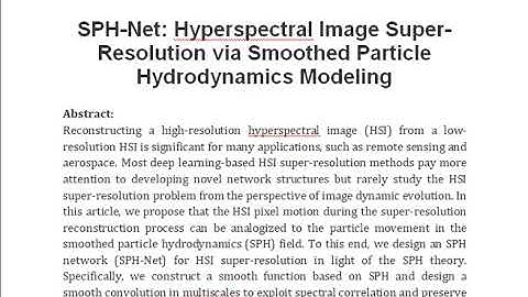 SPH Net  Hyperspectral Image Super Resolution via Smoothed Particle Hydrodynamics Modeling