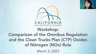 Public Workshop: Discuss the recent U.S. EPA Clean Trucks Plan Nitrogen Oxides (CTP-NOx) Rule