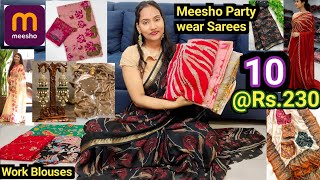 Meesho Sarees👌 ఇప్పుడు Market లో Full వైరల్ అవుతున్న Trending చీరలు ఇవన్నీ😍 work blousesతో Total -10 screenshot 2