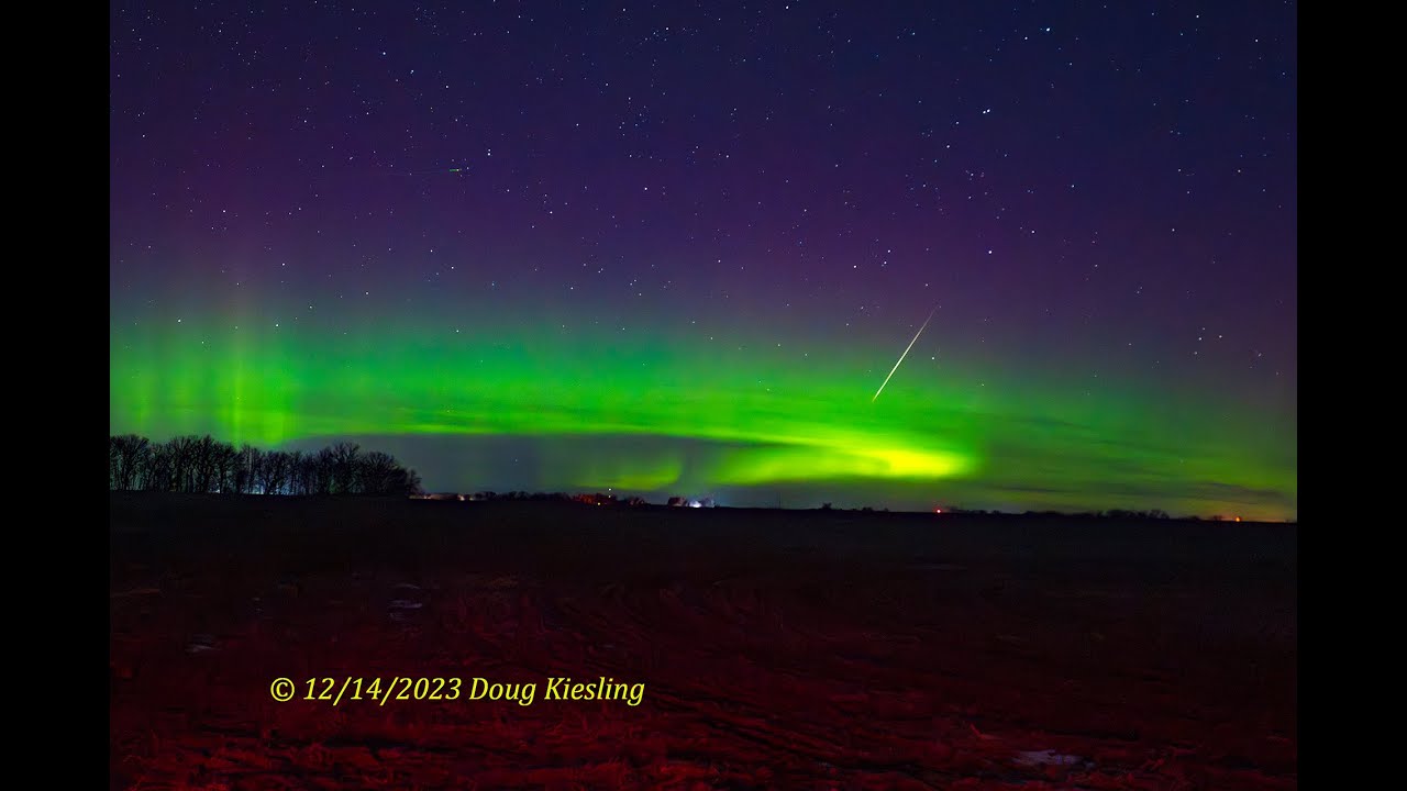 Gemini or Geminid Meteor Peaks With The Aurora Borealis  #meteorshower