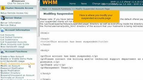 How to modify the suspended accounts page in WHM | FastDot Cloud Hosting