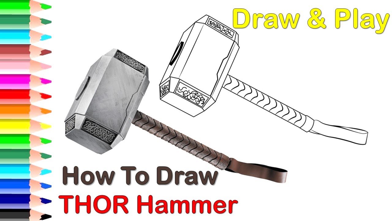 🎨 How to Draw Thor Hammer 🎨 Easy Step by Step ️ Draw & Play ️ - YouTube