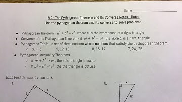 Geometry - 8.2 The Pythagorean Theorem and Its Converse