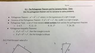 Geometry - 8.2 The Pythagorean Theorem and Its Converse