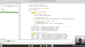 Bitboard CHESS ENGINE in C: improving EVALUATION (double & isolated penatlies, passed pawns bonus)