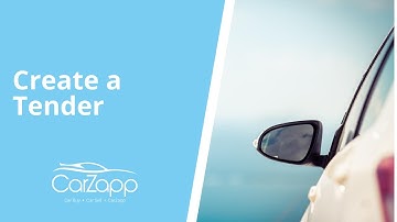 How to Create A Tender on CarZapp