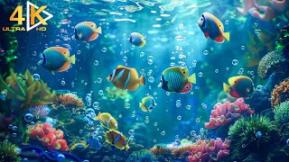 4k ocean (ULTRA HD) Fish, Coral, Clams🐳Piano Music Reduces Stress And Anxiety