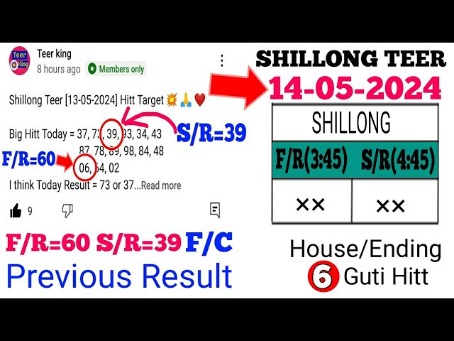 Fr 60 Sr 39 Big Hitt Fc Successful | 14-05-2024 Shillong Teer | Single House Ending Line class=