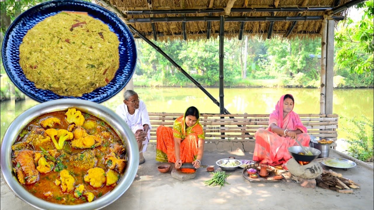 ফুলকপি দিয়ে আমেরিকান রুইমাছের লাল ঝোল আর বরবটি ভর্তা রান্না করলাম সাথে খাওয়া দাওয়া || fish curry