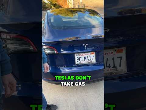 Guy uses gas for his Tesla!