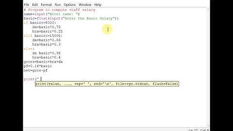 Python Program to input Name and Basic Salary and Calculate and Net Salary