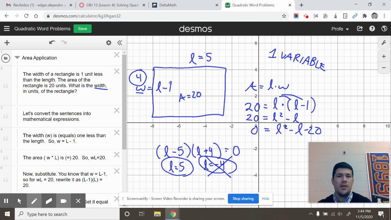 Quadratic Equations in Context (M1MEO13) - YouTube