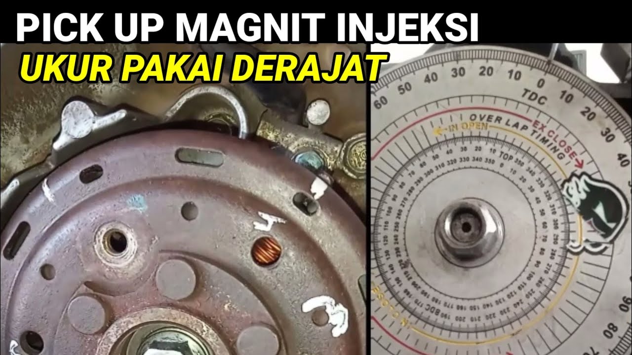 mengukur derajad pick up magnit injeksi di motor beat fi pakai busur