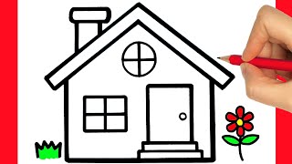 หนาส - How To Draw A House Easy - Drawing A House Easy - How To Draw A House And Flower Easy