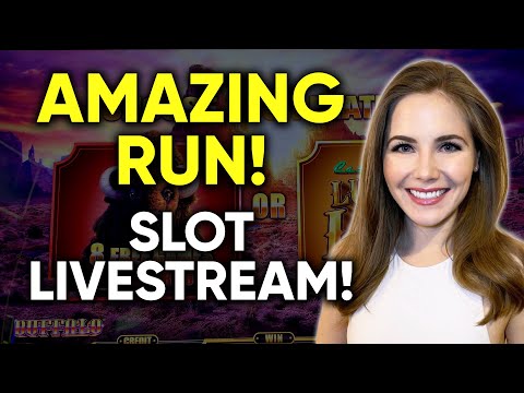 ACTION PACKED LIVESTREAM! HUGE WINNING ON HUFF N PUFF SLOT MACHINE! BIG BUFFALO BONUS WIN!!