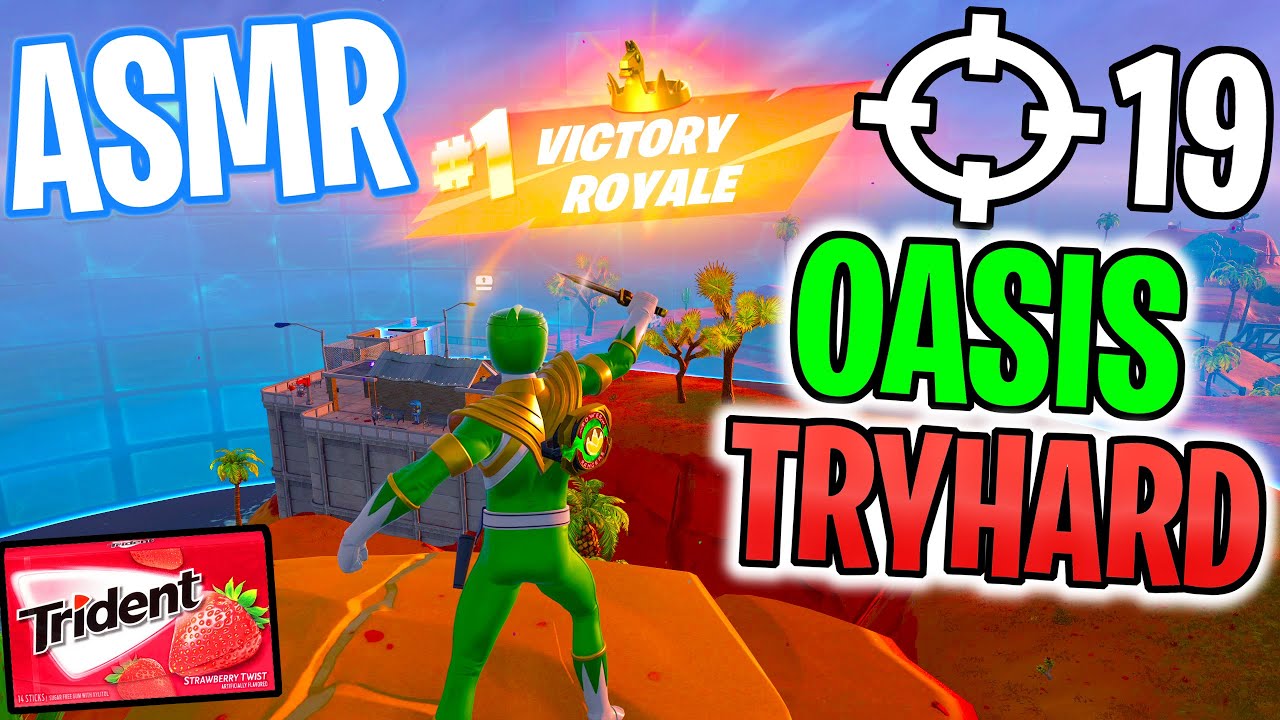 ASMR Gaming 😴 Fortnite Oasis Tryhard Win Relaxing Gum Chewing 🎮🎧 Controller Sounds + Whispering 💤