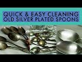 Cleaning old silver plated spoons epns with bicarb foil and hot water  read the description