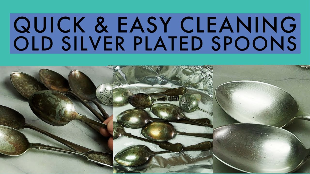 Cleaning Old Silver Plated Spoons (EPNS) with Bicarb, Foil and Hot Water -  Read the Description 