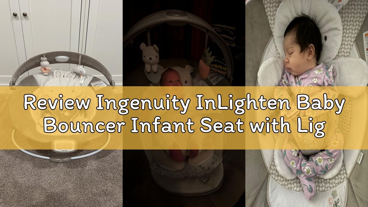 Review Ingenuity InLighten Baby Bouncer Infant Seat with Light Up -Toy Bar, Vibrations, Tummy Time P