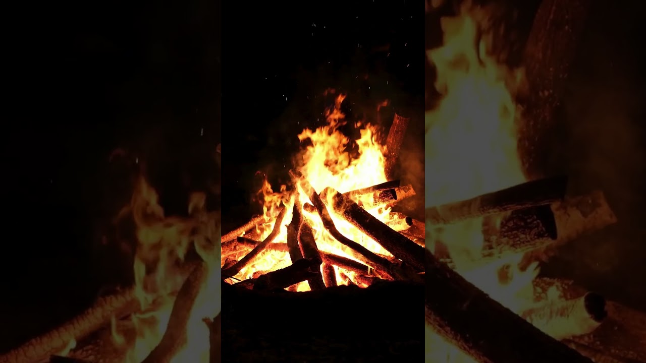 🔥 Outdoor Fireplace HD. Camping fire. Fire with crackling fire sounds