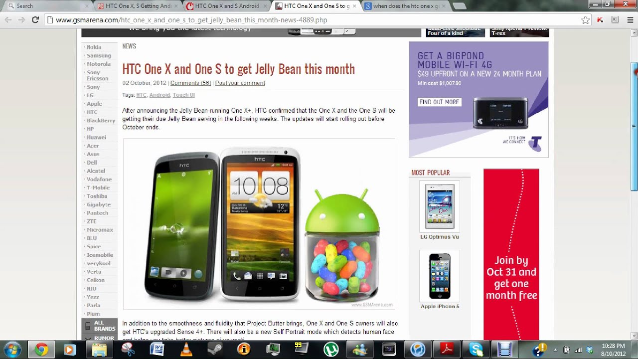 The HTC one X gets android jellybean in october  ?