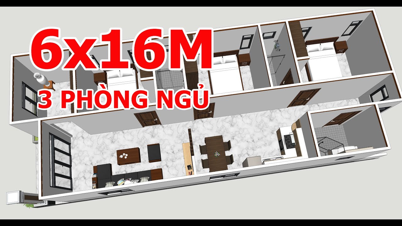 Gợi Ý Chi Tiết Mẫu Nhà Cấp 4 Có 3 Phòng Ngủ Diện Tích 6x16M Đẹp ...