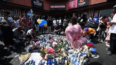 Nipsey Hussle fans gather at makeshift memorial in Los Angeles