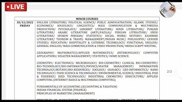 Date Sheet BG 1st Semester (Batch-2022) l Under NEP 2020 l Kashmir University