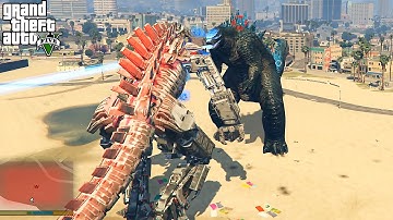 GTA 5 -  Godzilla and Mechagodzilla mod gameplay