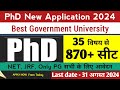 PhD New Application Form 2023-24, 800+ seats Uttar Pradesh PhD Admission 2024, सभी के लिए