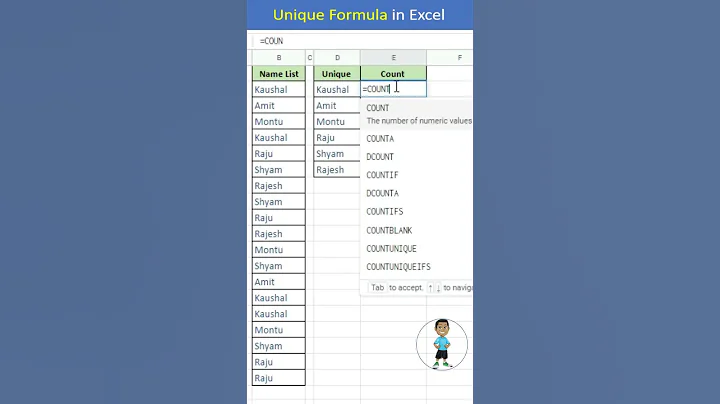 Excel Job Interview Questions UNIQUE Formula in Excel #excel #microsoftexcel #excel #exceltutorial
