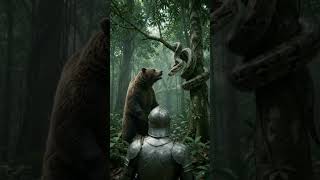 Bear vs. Iron Man vs. Warrior: epic clash! 🐻🤖🏹 #shorts #epicbattle #bear #ironman #warrior