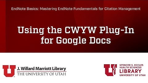 Using the Google Docs Cite-While-You-Write (CWYW) plug-in for EndNote Desktop