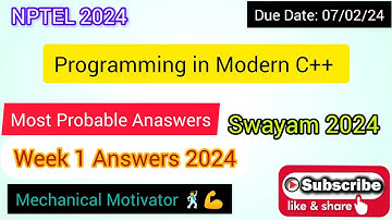 Programming in Modern C++ | Week 1 Quiz | Assignment 1 Solution | NPTEL | SWAYAM 2024