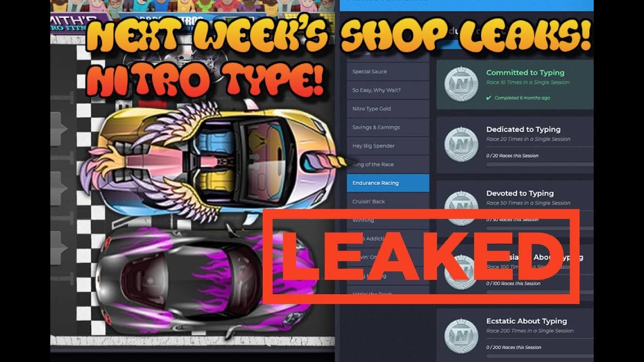 Nitro Type NEXT WEEK's SHOP LEAKS! 100 Subs=giveaway! COMMENT VIDEO IDEAS! 