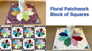 Flower Easy Quilting Block for Beginners Patchwork patterns from squares Patchwork Table Topper