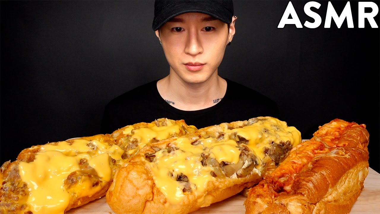 ASMR CHEESY PHILLY CHEESESTEAK MUKBANG (No Talking) EATING SOUNDS | Zach Choi ASMR