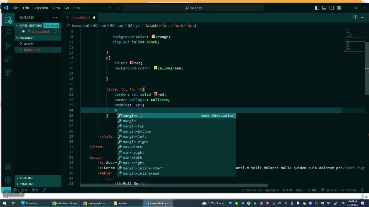 HTML/CSS/JavaScript (Table & Box Sizing) Class 03 YouTube