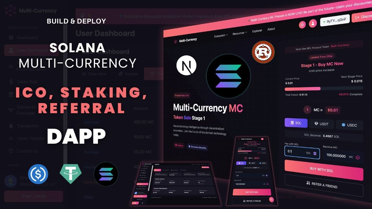 Build & Deploy a Solana Multi-Currency ICO DApp | Accept USDT, USDC & SOL  Payments | Rust + Next.js