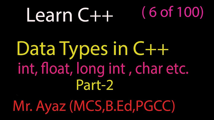 Lesson#6 Part-2: Learn C++ programming. Use of different data types in C++