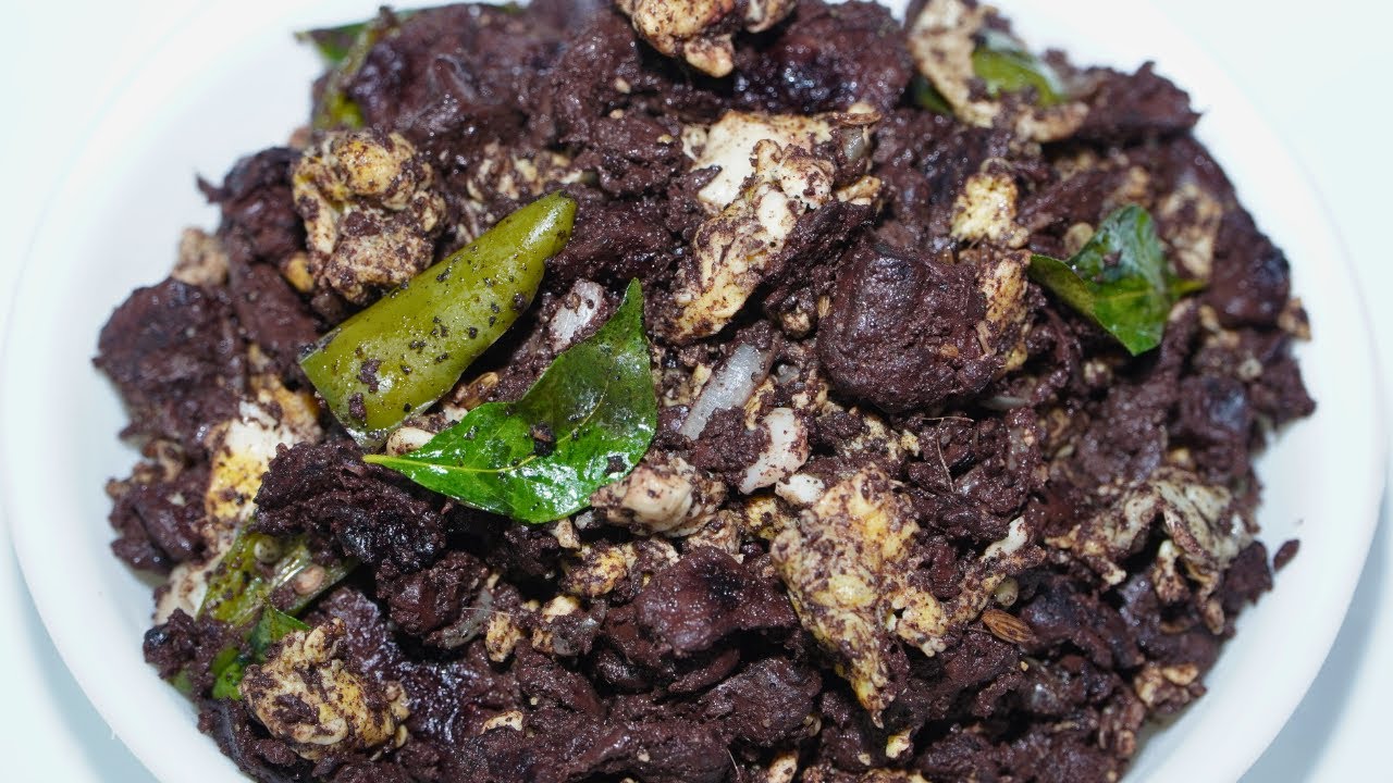 முட்டை சேர்த்த ஆட்டு ரத்த பொரியல் | Mutton blood fry with egg recipe for bachelors | Nonveg sidedish