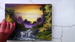 Sunset Waterfall | Landscape Painting | Easy for Beginners