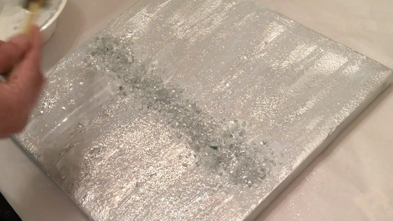DIY Silver Glitter Wall art Crushed Glass Wall Art YouTube