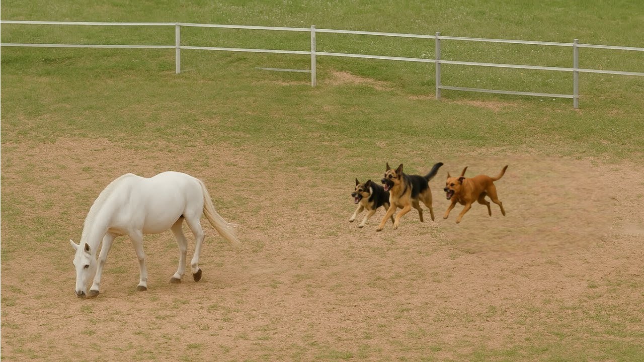 Ratet mal, was passiert ist, als diese Hunde das Pferd angegriffen haben!