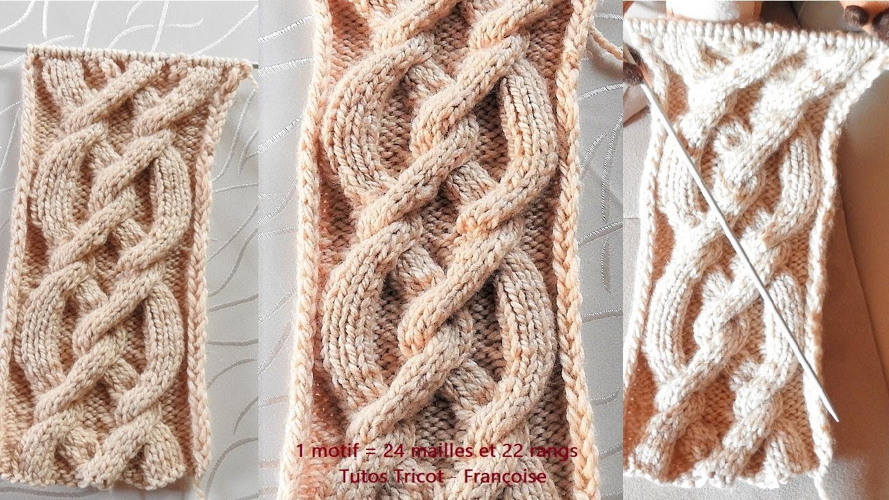 Tuto Tricot Torsade entrelacée double Tricoter un point Irlandais
