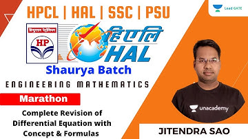 Engineering Mathematics | Complete Revision of DE | HAL  | HPCL | ESE 2021|PSU | Jitendra Sao